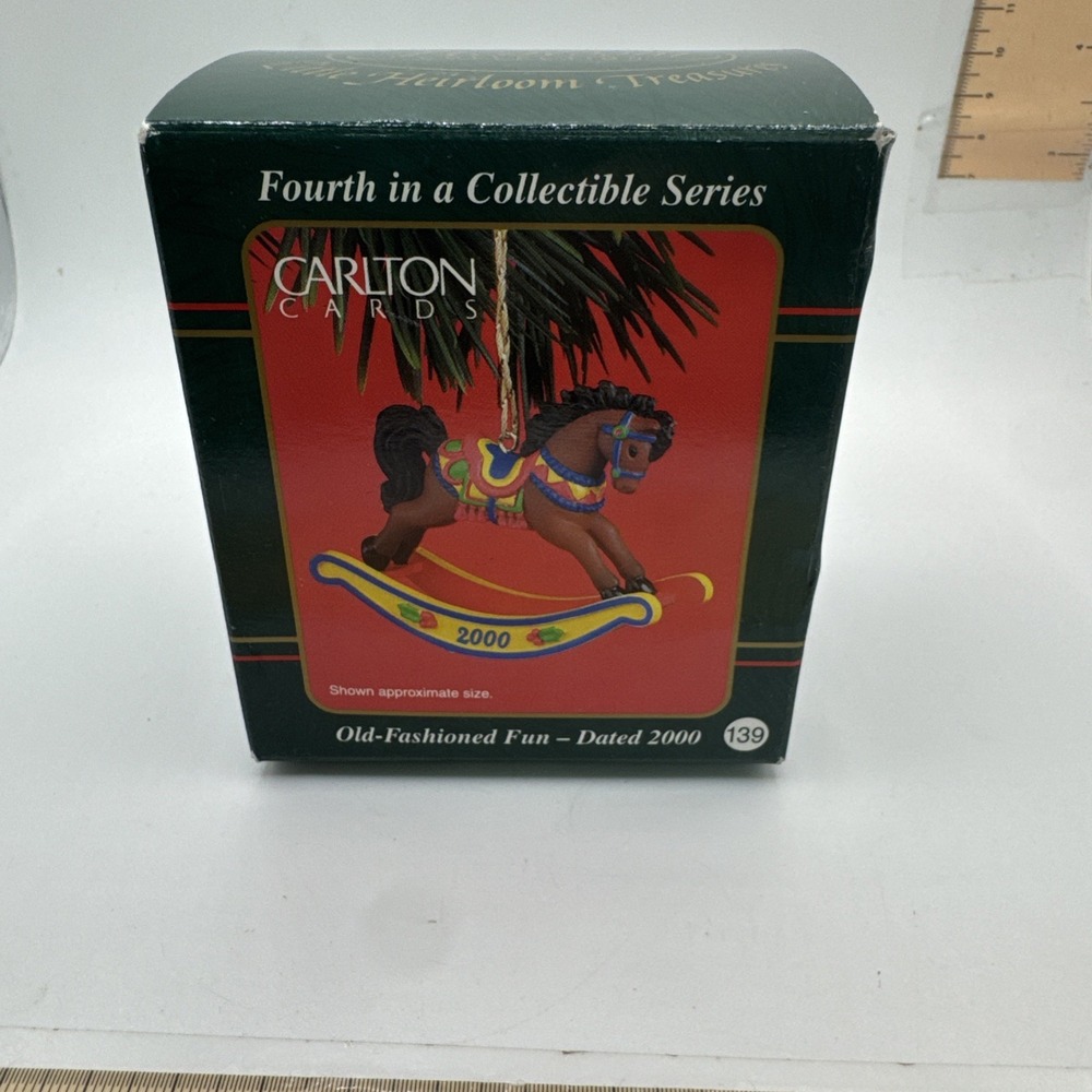 Carlton Cards Little Treasure Ornament 2000 OLD-FASHIONED FUN Horse Fourth NIB